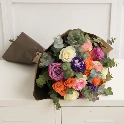 Mix bouquet of roses and other flowers of the day