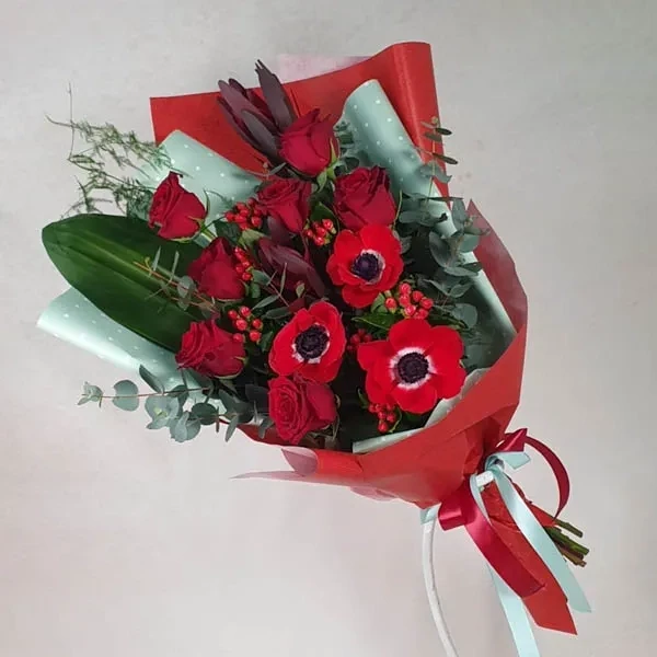 Bouquet with red anemones (vertical)