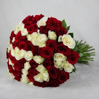 Red and White 81 roses bouquet