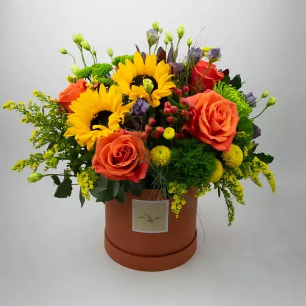 Bright composition with sunflowers