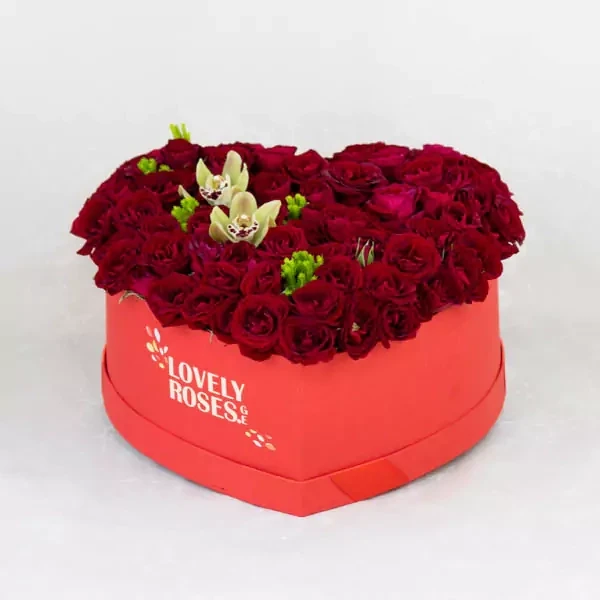 Heart shaped box with spray roses