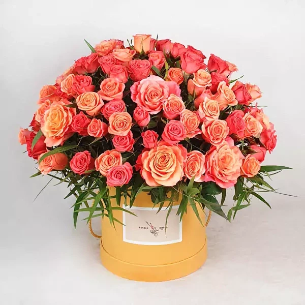 Composition with orange spray Roses