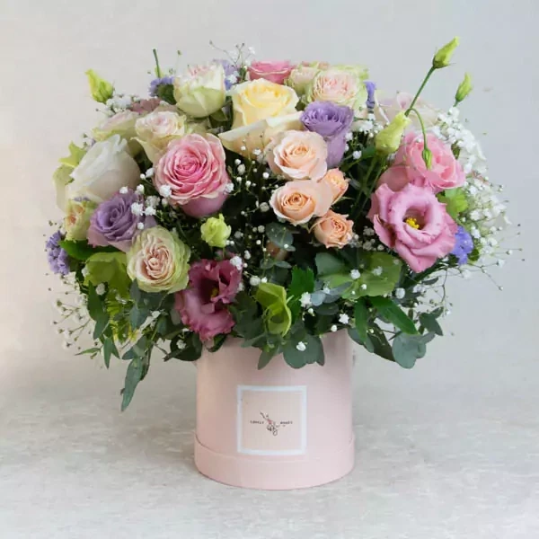 Mix composition in a pink box