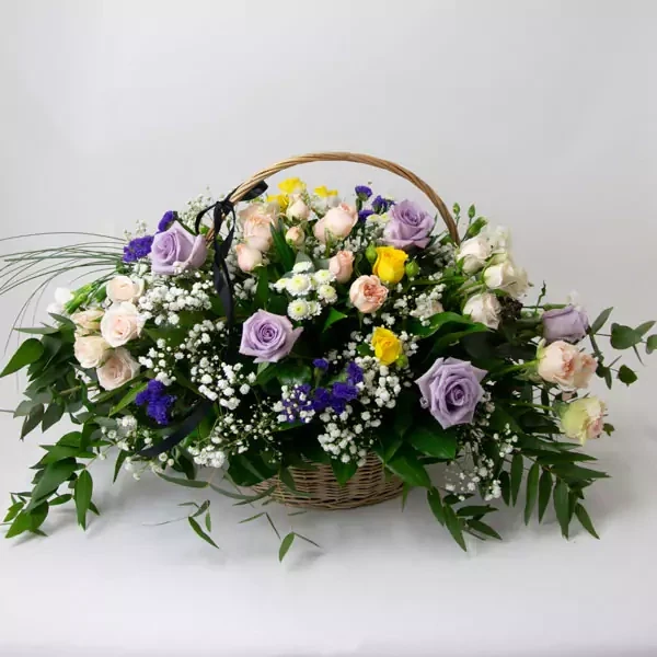 Funeral basket with gypsophila