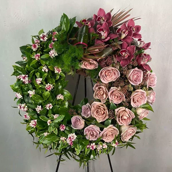 Funeral wreath with orchids