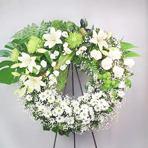 Funeral wreath in White