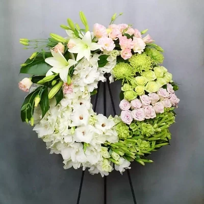 Wreath with different flowers