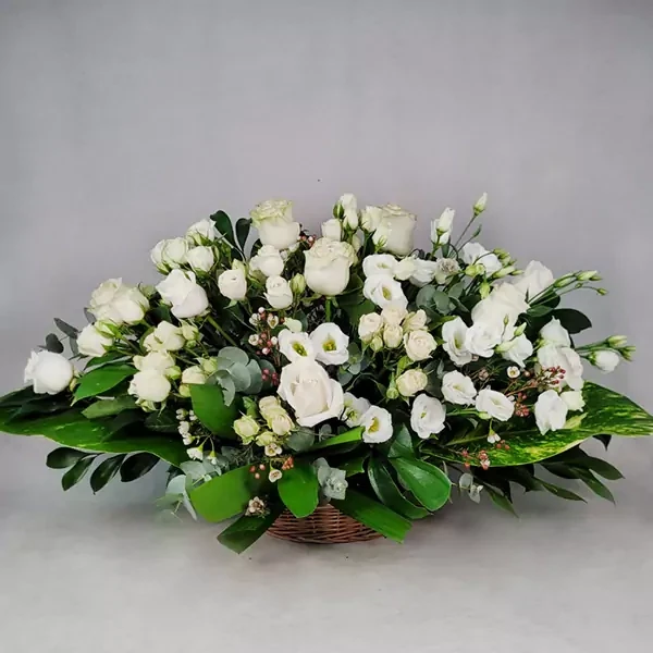 Funeral basket in white