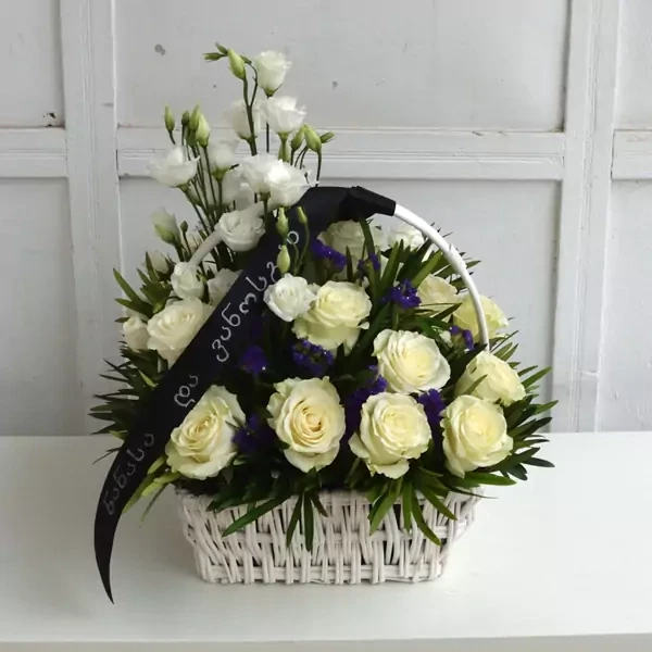 Funeral wreath with white roses