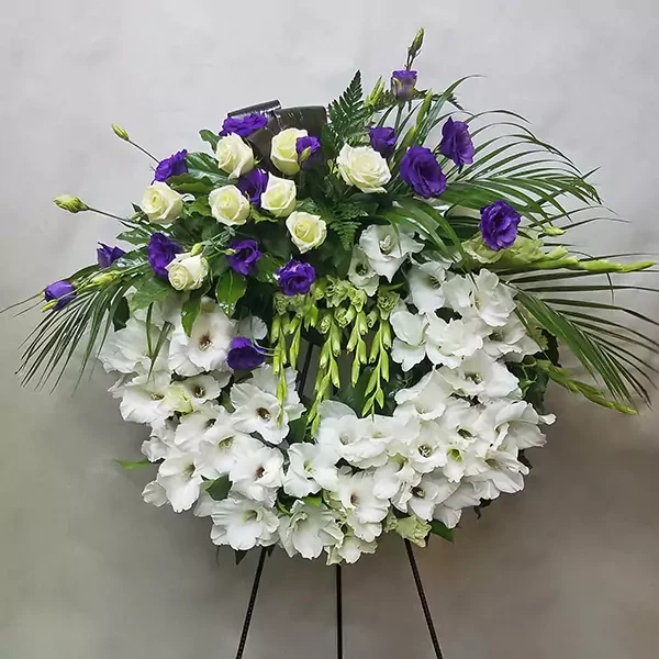 Funeral wreath with gladioluses