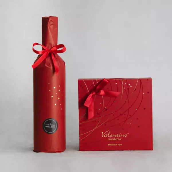 Gift set: chocolates and red wine