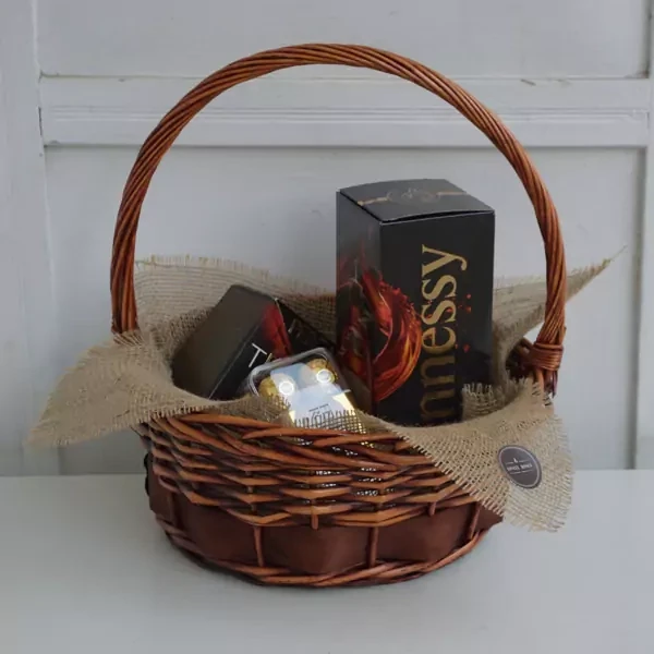 Gift basket with cognac