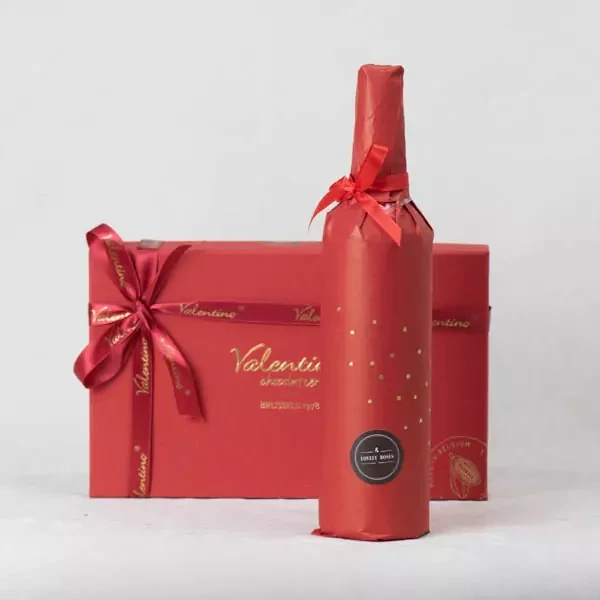 Gift set: chocolates and red wine