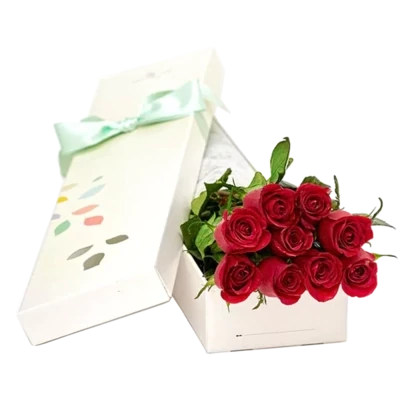 ვარდები გრძელ ყუთში
