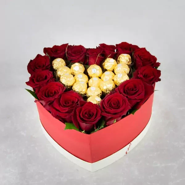 Heart shaped box with ferrero