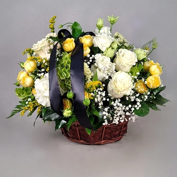 Funeral basket with roses