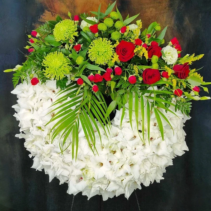 Funeral wreath in white-red