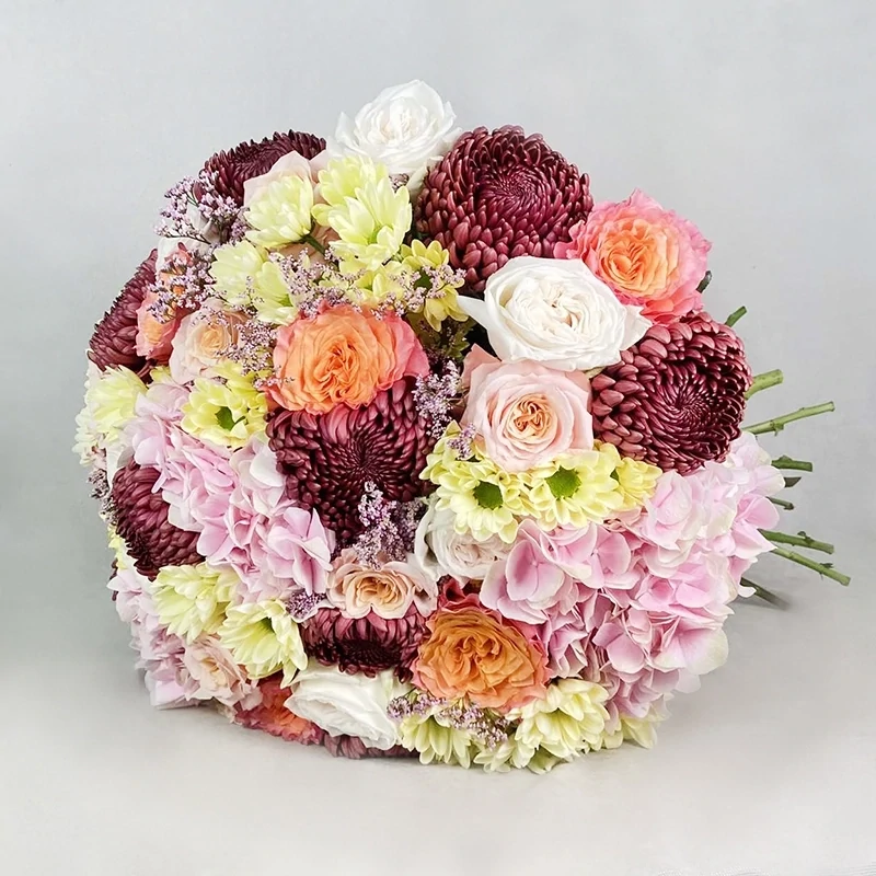 Colorful bouquet with hydrangeas