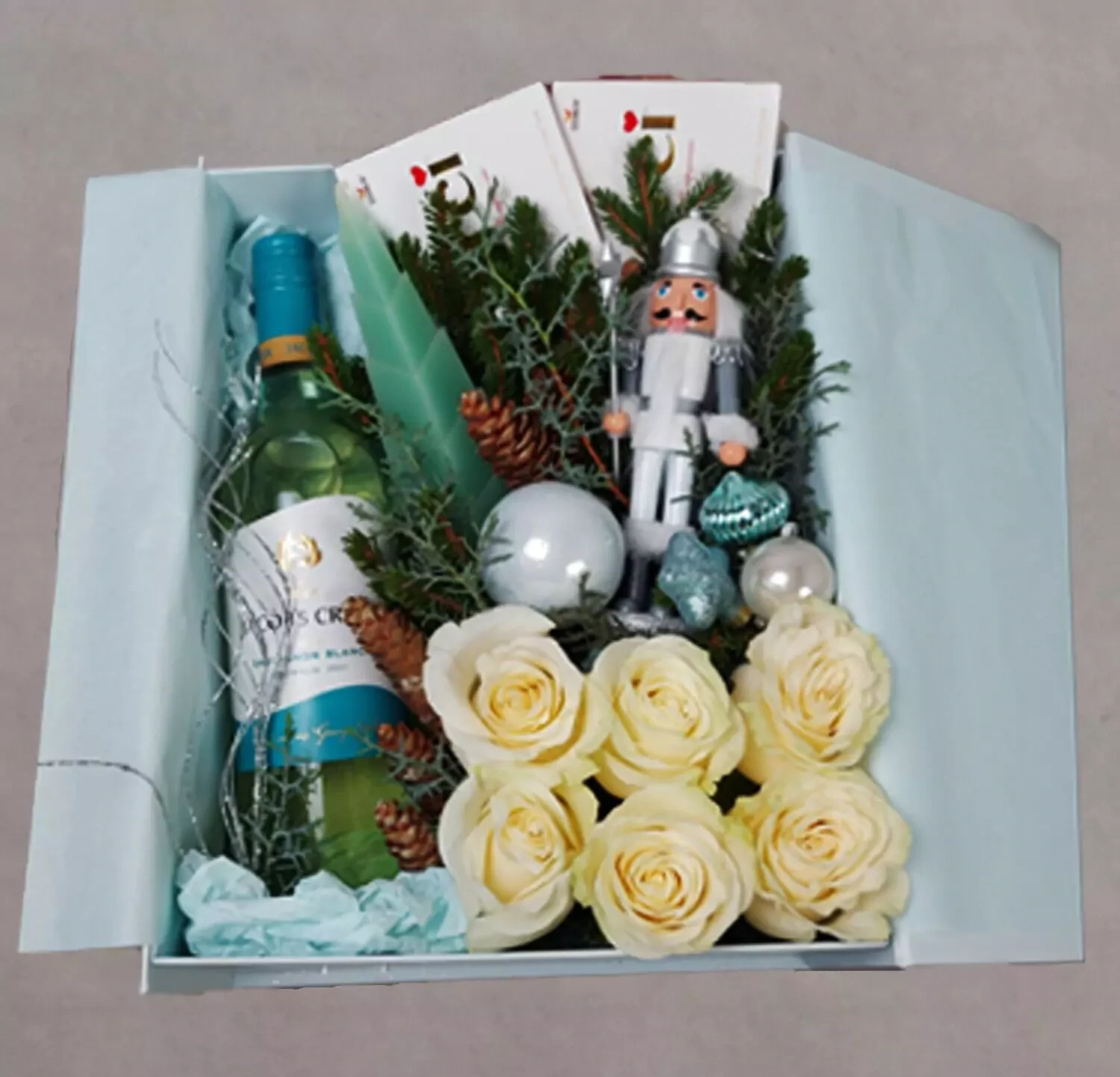Box with roses and gifts