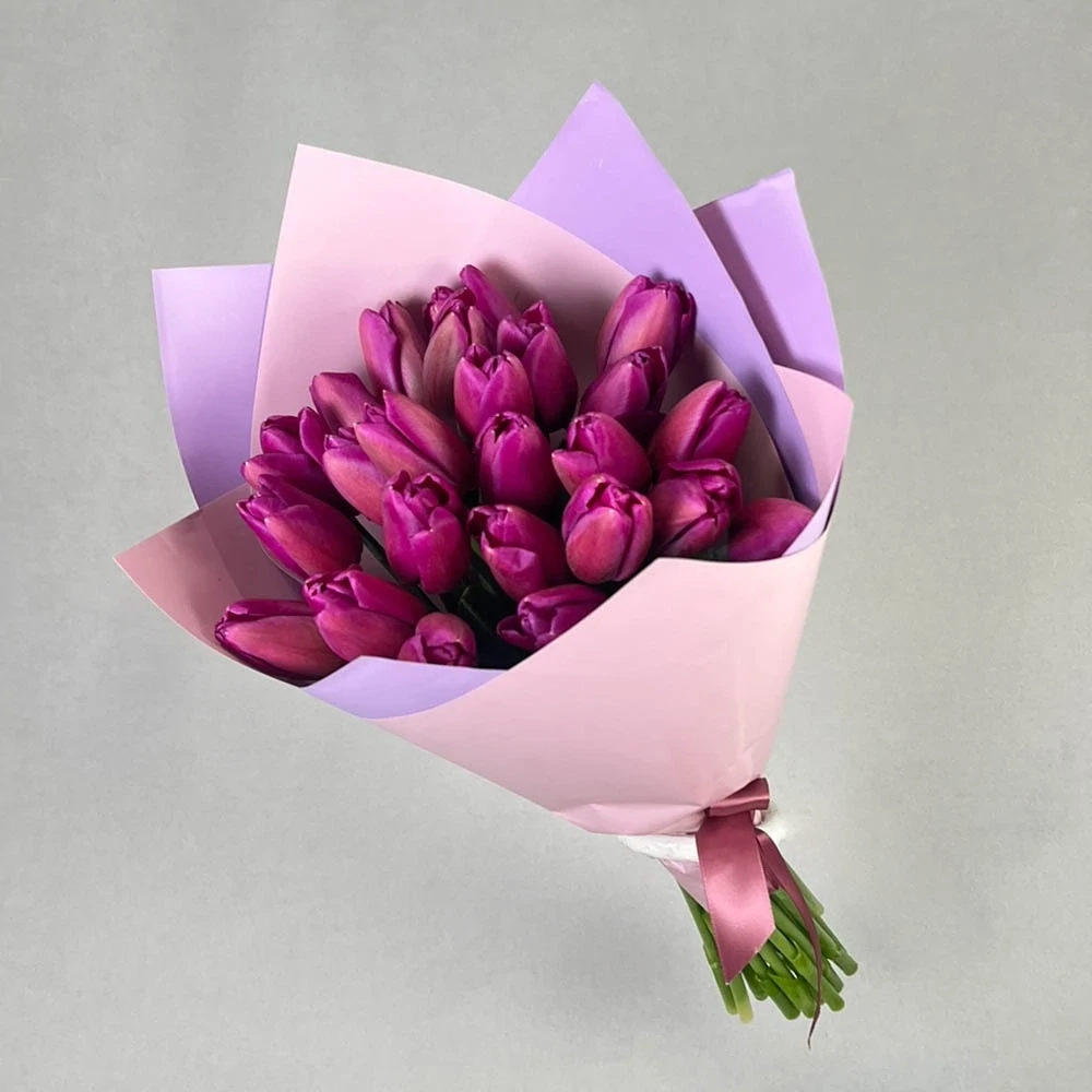 Bouquet of violet tulips (25 tulips)