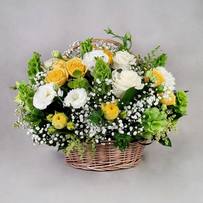 Yellow colored composition in a basket