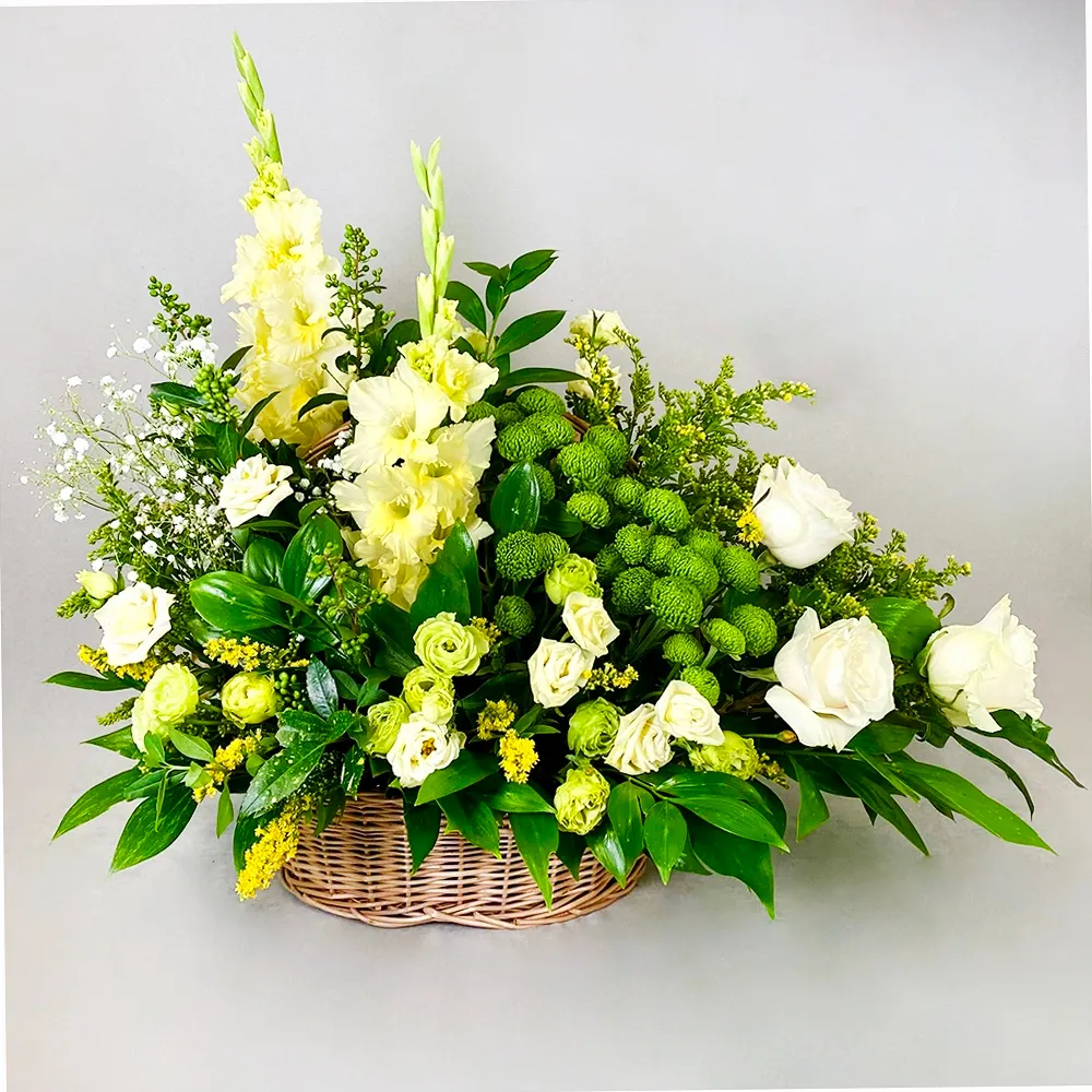 Funeral wreath in yellow colors