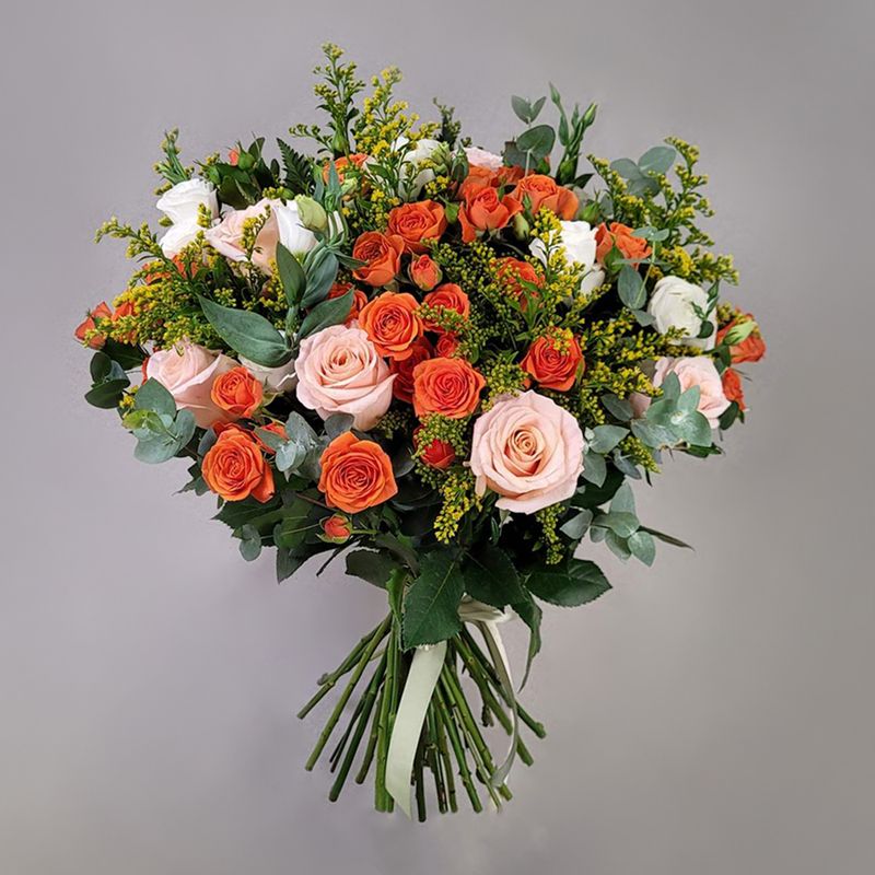 Mix bouquet with orange roses
