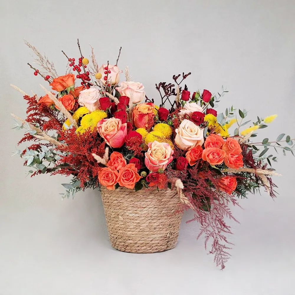 Autumn composition in a basket
