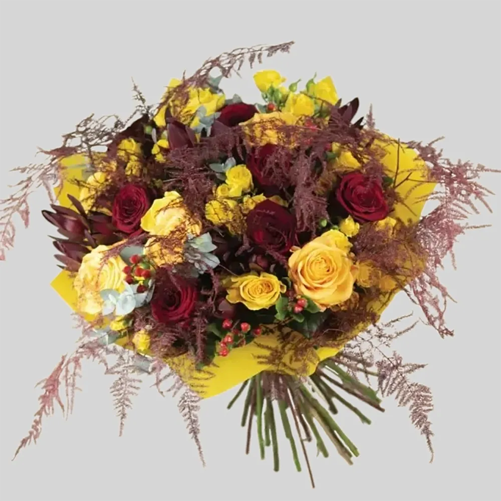 Bouquet with red and yellow roses