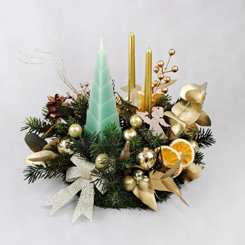 New Year&#39;s composition in yellow tones.