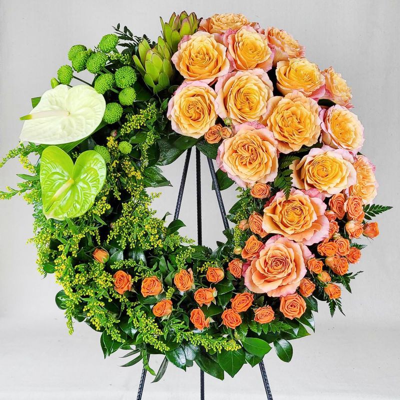 Funeral wreath in orange