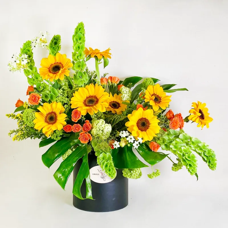 Sunny composition of sunflowers