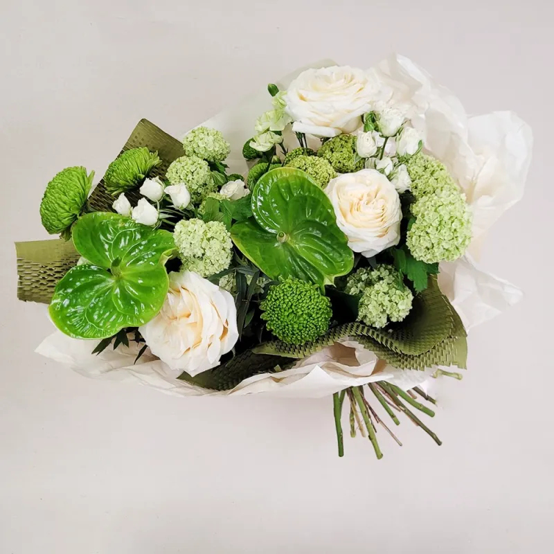 Delicate bouquet of anthuriums