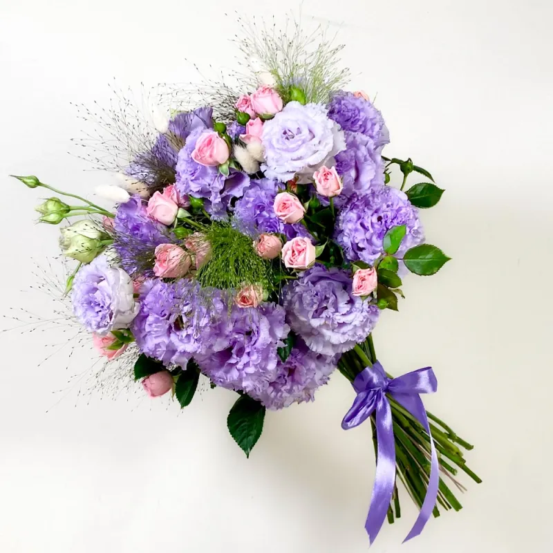 Purple bouquet with eustomas