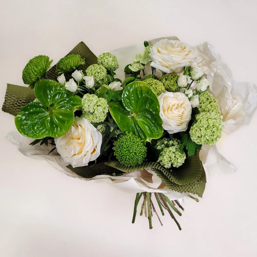 Delicate bouquet of anthuriums