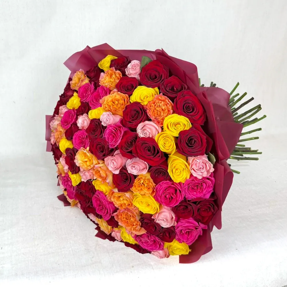 Mixed colored roses bouquet (70 pc.)