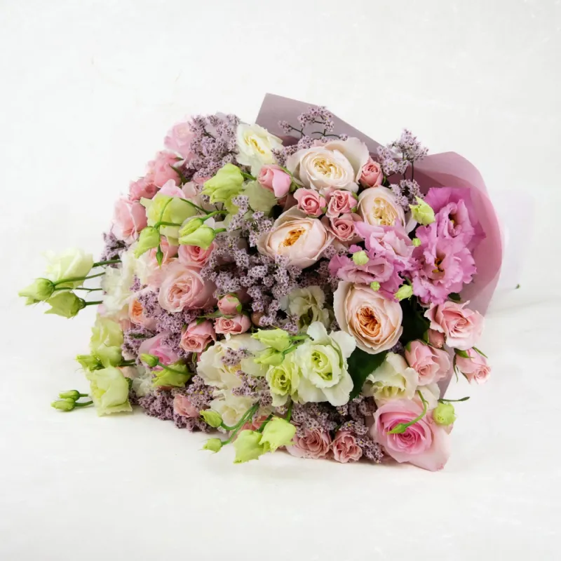 Pink bouquet with eustomas