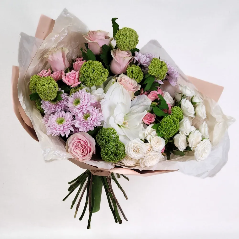 Delicate bouquet with amaryllis