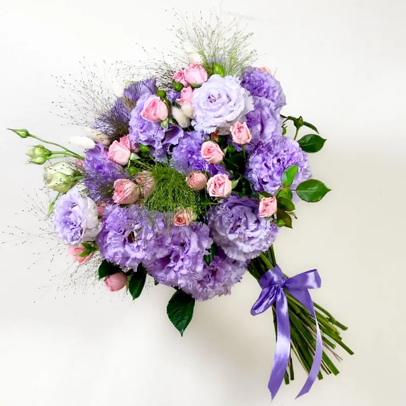 Purple bouquet with eustomas