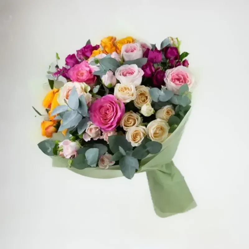 Rainbow bouquet of roses