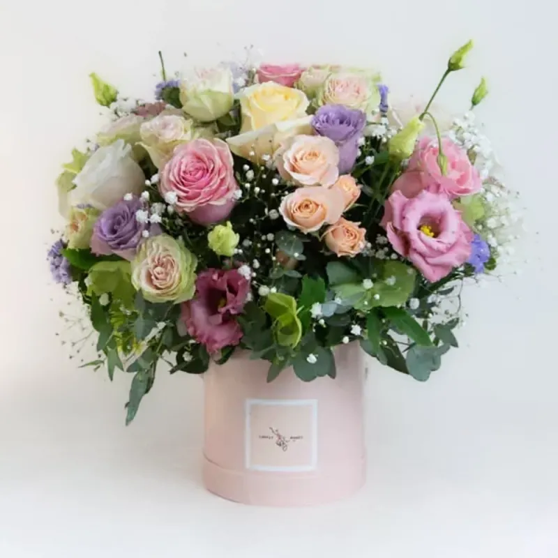 Mix composition in a pink box