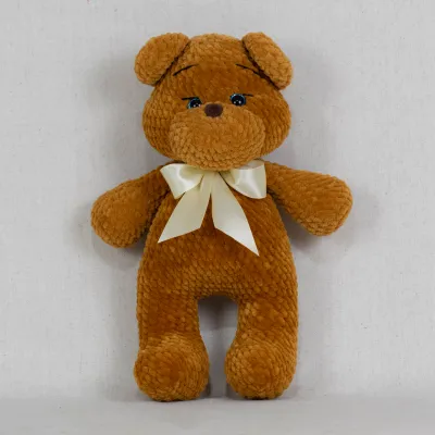 Handmade teddy in a white scarf (brown)