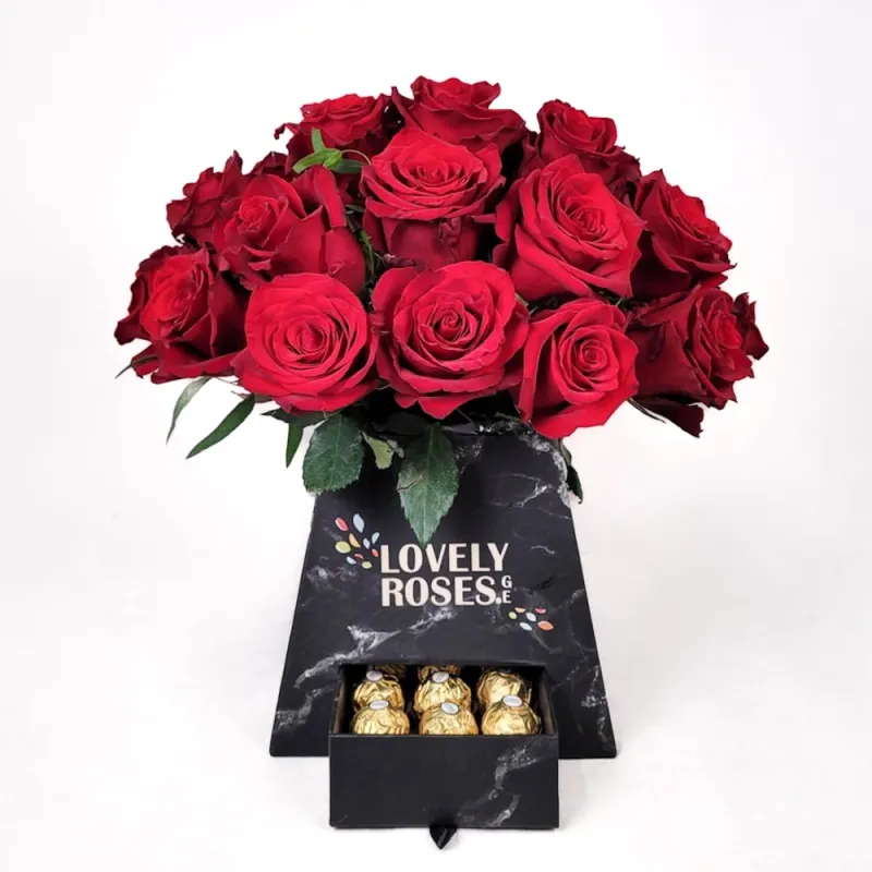 Composition with red roses