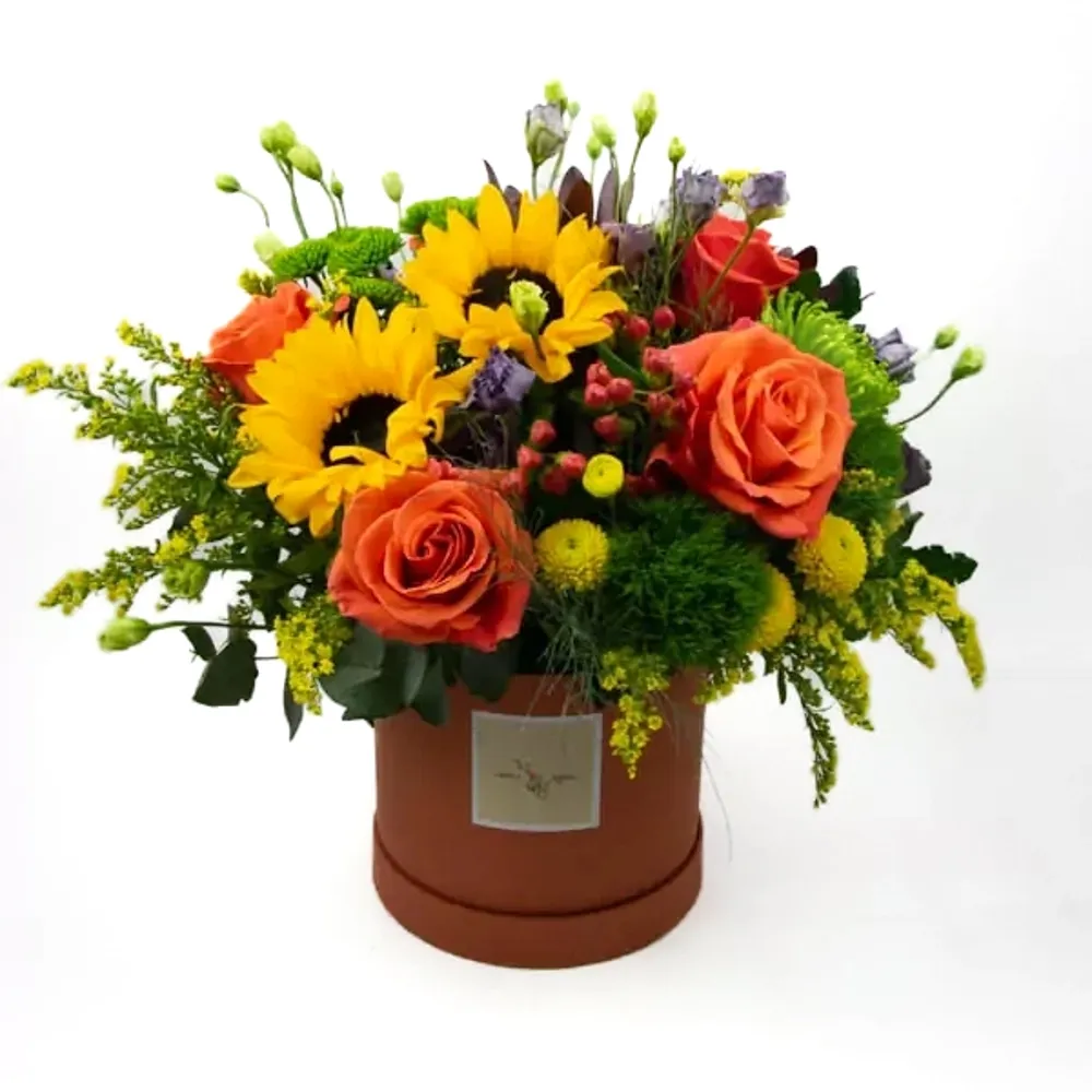 Bright composition with sunflowers