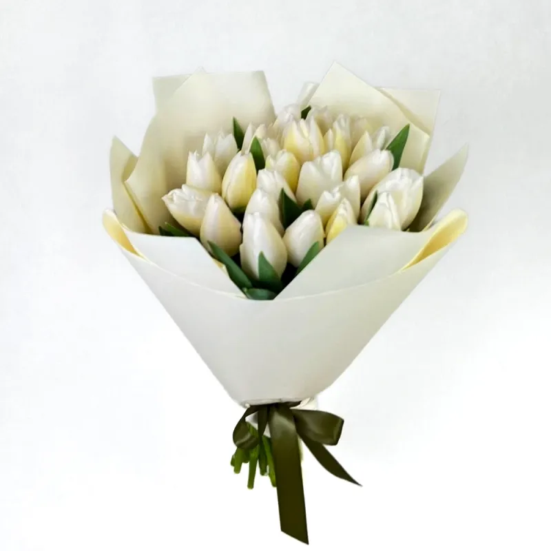 White tulips bouquet  (25 pc)