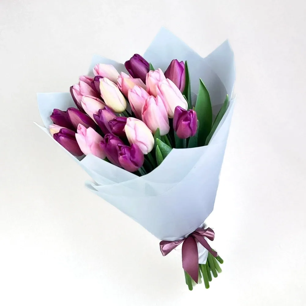 Bouquet of purple-pink tulips (25 pc)