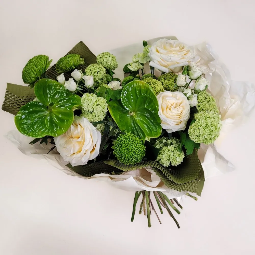 Delicate bouquet of anthuriums