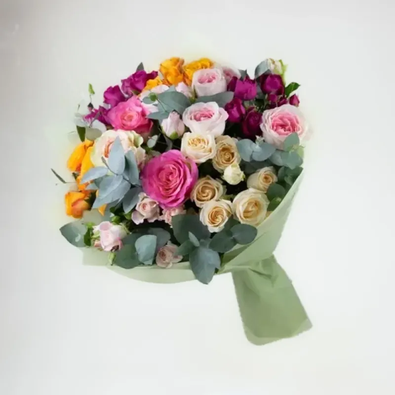 Rainbow bouquet of roses