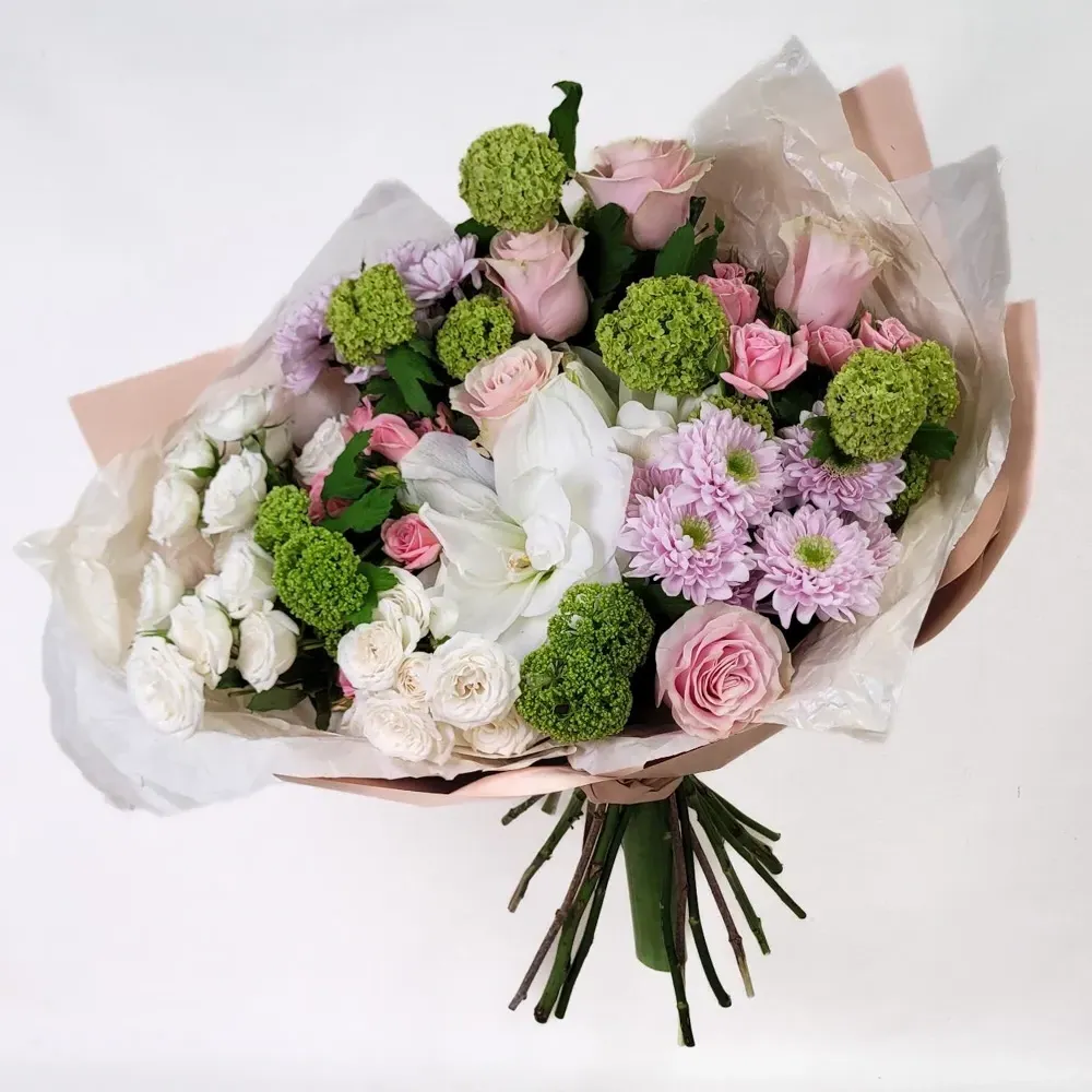Delicate bouquet with amaryllis