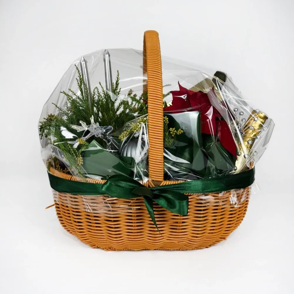 Big gift basket with red poincettia